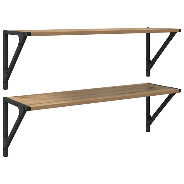 vidaXL Sienas plaukti 2 pcs Artisānā ozols 80 x 25 x 25,5 cm