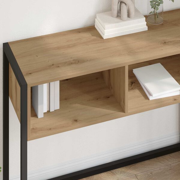 vidaXL Papildu galdiņ&scaron; ar uzglabā&scaron;anu Mākslīgā ozola 100 x 36 x 75 cm