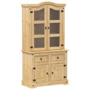 vidaXL skapis ar stikla durvīm Corona, 100x48,5x179 cm, priedes koks