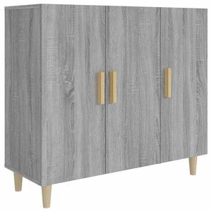 vidaXL kumode, pelēka ozolkoka krāsa, 90x34x80 cm, inženierijas koks