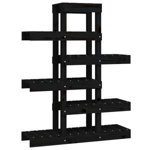 vidaXL augu plaukts, melns, 85x25x109,5 cm, priedes masīvkoks