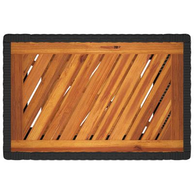 vidaXL dārza galds ar koka virsmu, 60x40x75 cm, melna PE rotangpalma