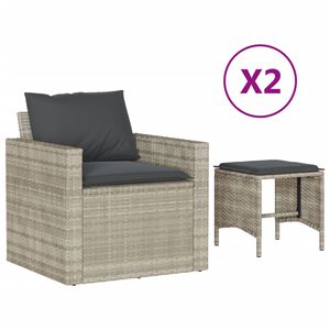 vidaXL 4-daļīgs dārza dīvānu komplekts,matrači, gai&scaron;i pelēka PE pinums