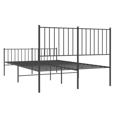 vidaXL gultas rāmis ar galvgali un kājgali, melns metāls, 120x190 cm