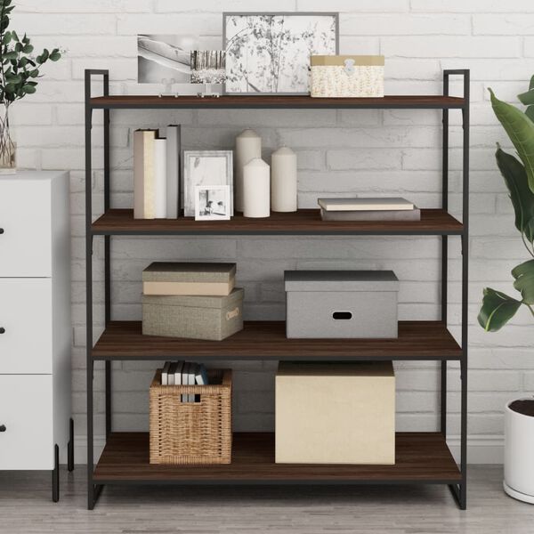 vidaXL sienas plaukti, 4 gab., brūni, 100x40x1,5 cm, inženierijas koks