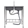 vidaXL kempinga izlietne ar 2 bļodām un krānu, nerūsējo&scaron;s tērauds