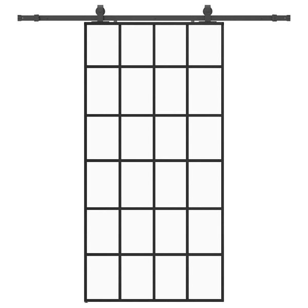 vidaXL bīdāmās durvis ar stiprinājumiem, melns, stikls, 102x205 cm