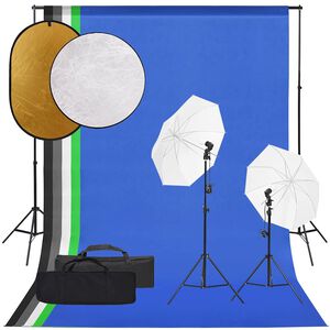 vidaXL fotostudijas komplekts &ndash; gaismas, fons, reflektors