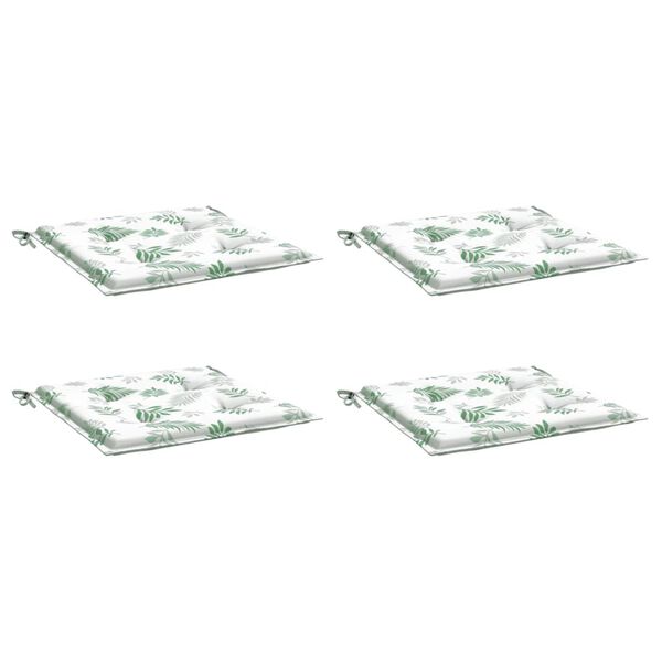 vidaXL dārza krēslu matrači, 4 gab., 40x40x4 cm, audums, lapu apdruka