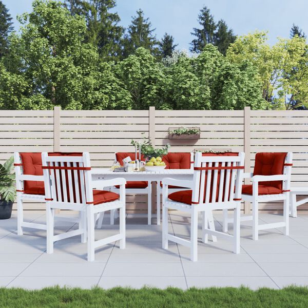 vidaXL dārza krēslu spilveni, 6 gab., sarkani, 100x50x7 cm, audums