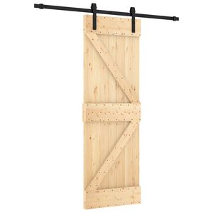 vidaXL Slīdo&scaron;ās durvis 70 x 210 cm Cieta priedes koks (neapstrādāts)