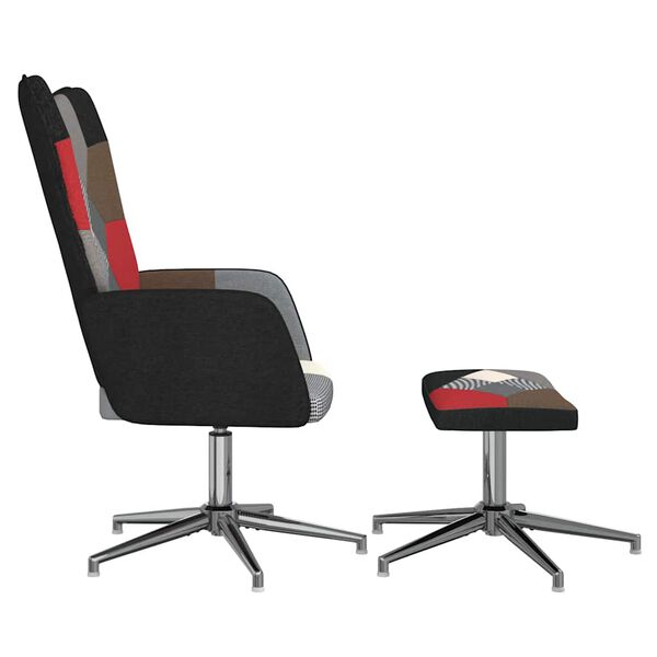 vidaXL atpūtas krēsls ar kāju balstu, tekstilmozaīkas audums