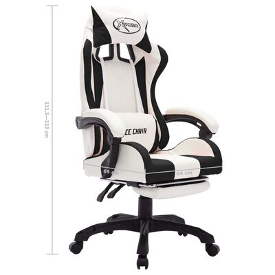 vidaXL biroja krēsls, RGB LED gaismas, melna un balta mākslīgā āda