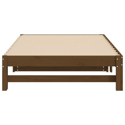 vidaXL izvelkama gulta, medus brūna, 2x(100x200) cm, priedes masīvkoks