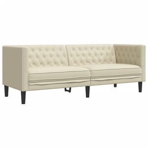 vidaXL Chesterfield Sofa 3-Seater krēmkrāsas mākslīgā āda