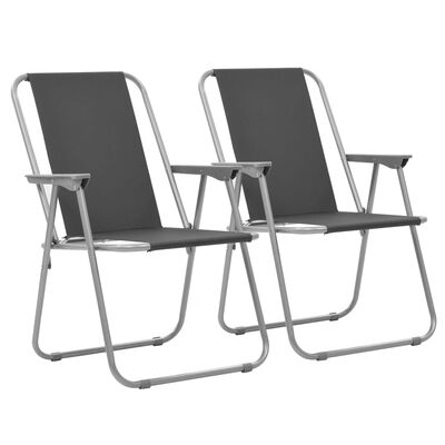vidaXL saliekami kempinga krēsli, 2 gab., 52x59x80 cm, pelēki