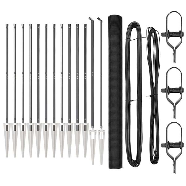 vidaXL Žoga āķis Pelēka 25 x 1,5 m (12 x 12 mm sieta) Tērauds