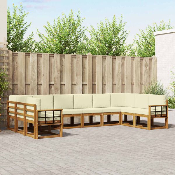 vidaXL Āra dīvānu komplekts ar spilvenu 10 pcs Dabisks un krējuma