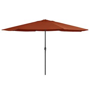 vidaXL dārza saulessargs ar metāla kātu, 390 cm, sarkanbrūns