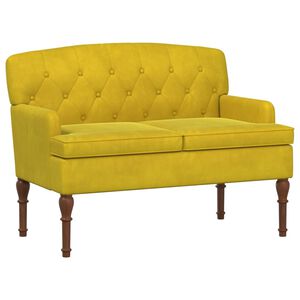 vidaXL Divvietīga mēbele ar pogu pūkām Gai&scaron;i dzeltena 111 x 65 x 79 cm