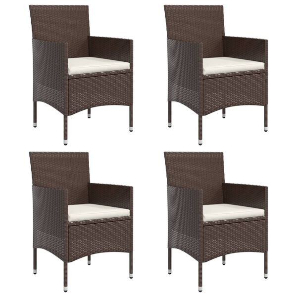 vidaXL 5-daļīgs dārza mēbeļu komplekts ar matračiem, brūns, melns