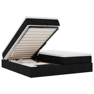 vidaXL Osmaņu gultas rāmis ar matračiem melns 160x200cm audums