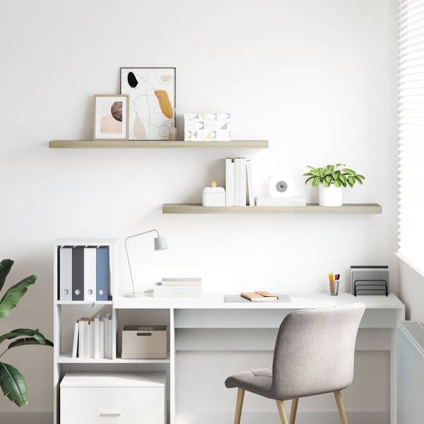 vidaXL sienas plaukti, 2 gab., ozolkoka krāsā, 120x23,5x3,8 cm, MDF