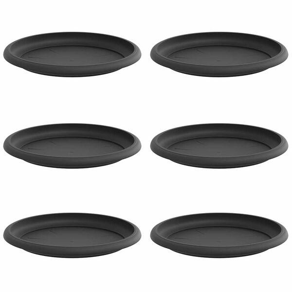 vidaXL Apaļa Ziedu Palete 6 pcs Melna &Oslash; 19 x 2 cm Plastmasa