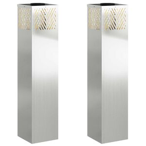 vidaXL Saules LED ceļa gaisma 2 gab. Silti balts 18 x 18 x 80 cm