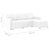 vidaXL dīvāngulta, trīsvietīga, pārveidojama, balta mākslīgā āda