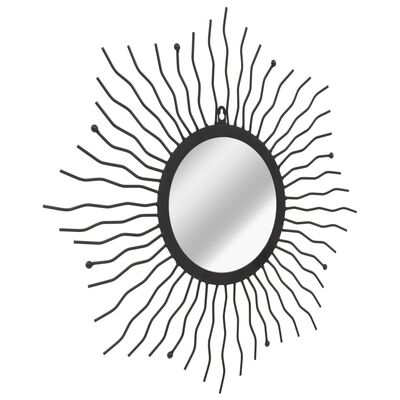 vidaXL dārza spogulis, saules forma, 60 cm, melns