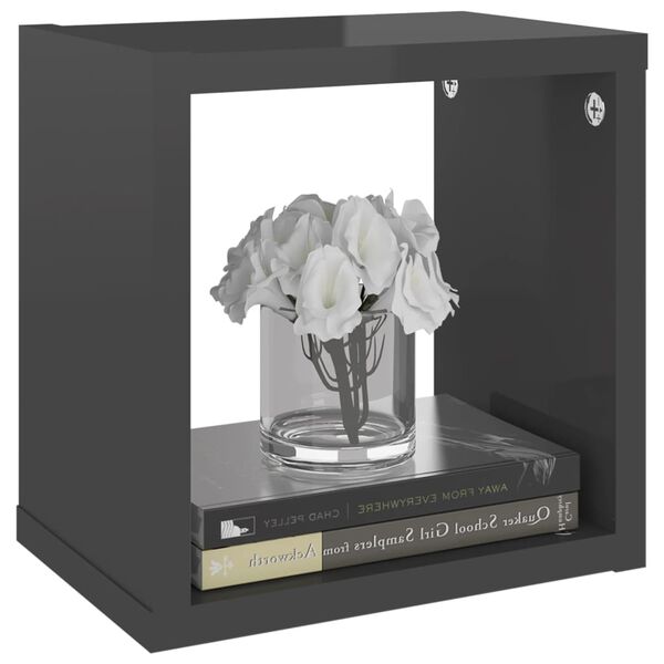 vidaXL kuba formas sienas plaukti, 6 gab., 22x15x22 cm, spīdīgi pelēki