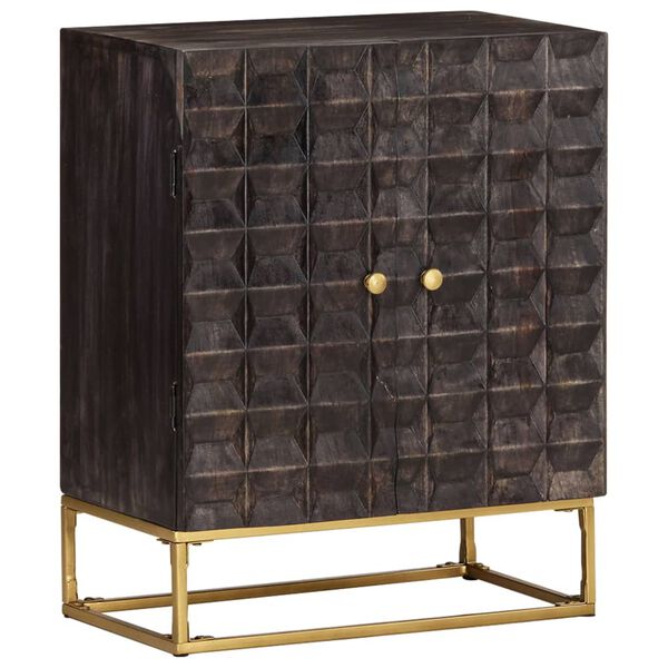 vidaXL kumode, melna, 60x35x75 cm, mango masīvkoks