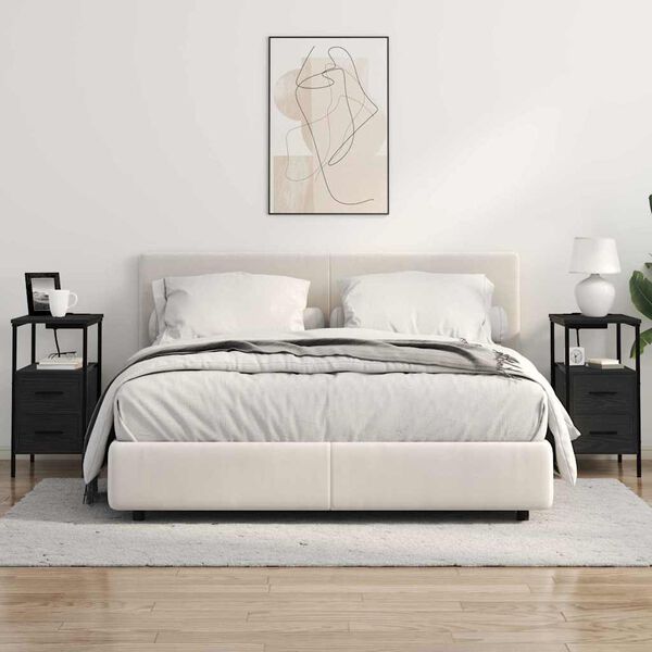 vidaXL Nakts skapītis Melns ozolkoks 30 x 48 x 61 cm Inženierijas koks