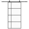 vidaXL bīdāmās durvis ar furnitūru komplektu, melnas, 102,5x205 cm, ESG stikls