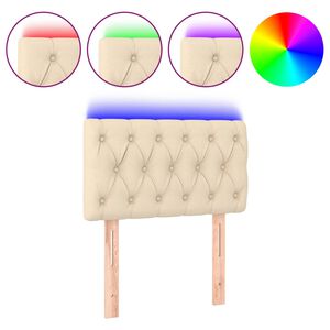 vidaXL gultas galvgalis ar LED, 80x7x78/88 cm, krēmkrāsas audums