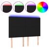 vidaXL gultas galvgalis ar LED, 144x5x118/128 cm, melns audums