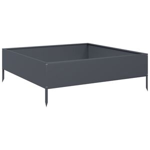 vidaXL augstā puķu kaste, pelēka, 100x100x33,5 cm, tērauds
