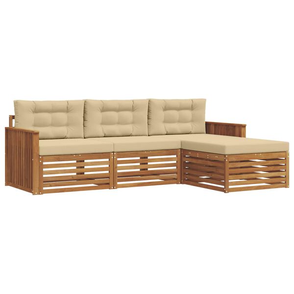 vidaXL Āra dīvānu komplekts ar spilvenu 4 pcs Dabisks un bē&scaron;s