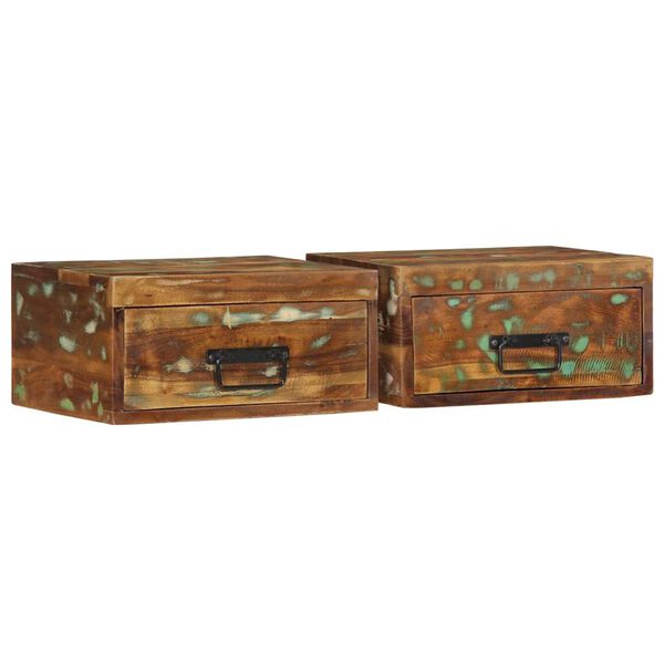 vidaXL Sienas naktsskapī&scaron;i 2 gab. Reģenerēts masīvkoks