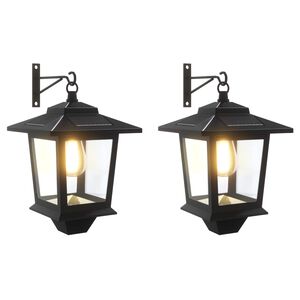 vidaXL Sienas lampa with LED Bulb 2 gab. Melns 19 x 14 x 25 cm