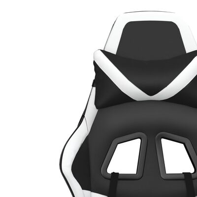 vidaXL masāžas datorkrēsls ar kāju balstu, melna un balta mākslīgā āda