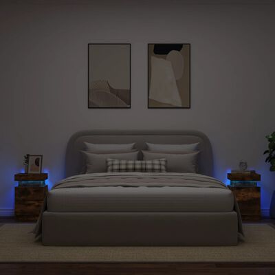 vidaXL naktsskapīši ar LED lampiņām, 2 gab., ozola krāsa, 35x39x55 cm