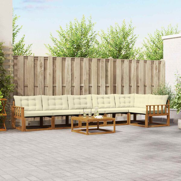 vidaXL Āra dīvānu komplekts ar spilvenu 7 pcs Dabisks un krējuma