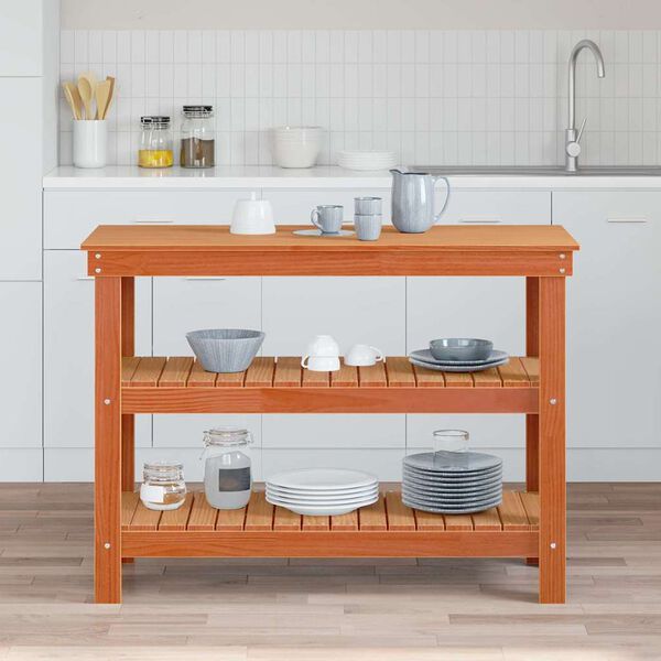 vidaXL Darbagalds Vaska brūna 110,5 x 50 x 80 cm Priedes masīvkoks