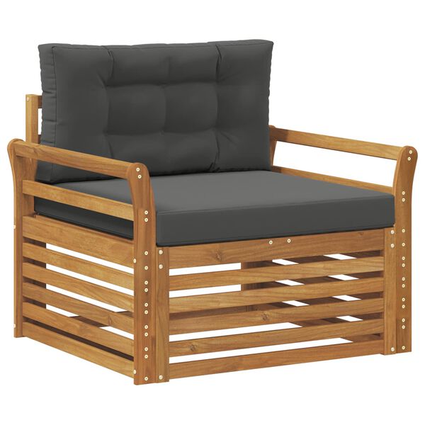 vidaXL Āra dīvānu komplekts Cieta akācijas koks un poliesters Dabiska