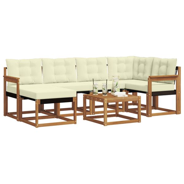 vidaXL Āra dīvānu komplekts ar spilvenu 7 pcs Dabisks un krējuma