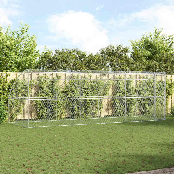 vidaXL Suņu būda 3 pcs Sudraba 6 x 2 x 2 m Cinkots tērauds