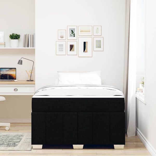 vidaXL Gultas rāmis ar matraci Melna 120 x 200 cm audums
