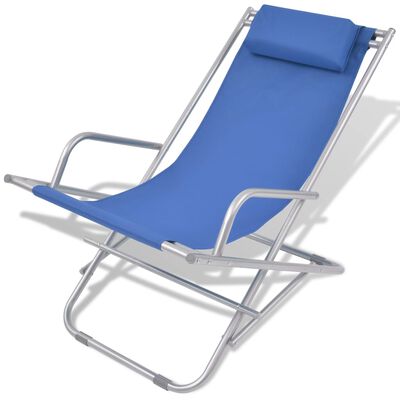 vidaXL atgāžami pludmales krēsli, 2 gab., tērauds, zili
